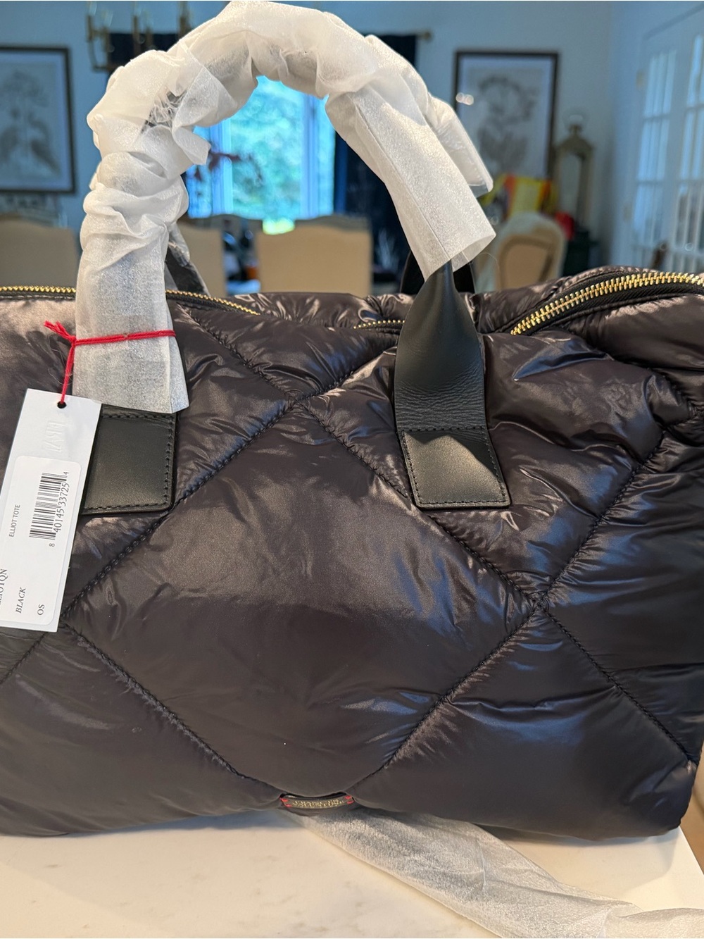 Frances Valentine Quilted ELLIOT Black Duffel Bag